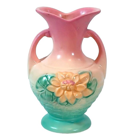 Hull Art Pottery Water Lily 2-Handled  Amphora Vase L-1 5 1/2” Vtg 1950’s Decor - Picture 5 of 8